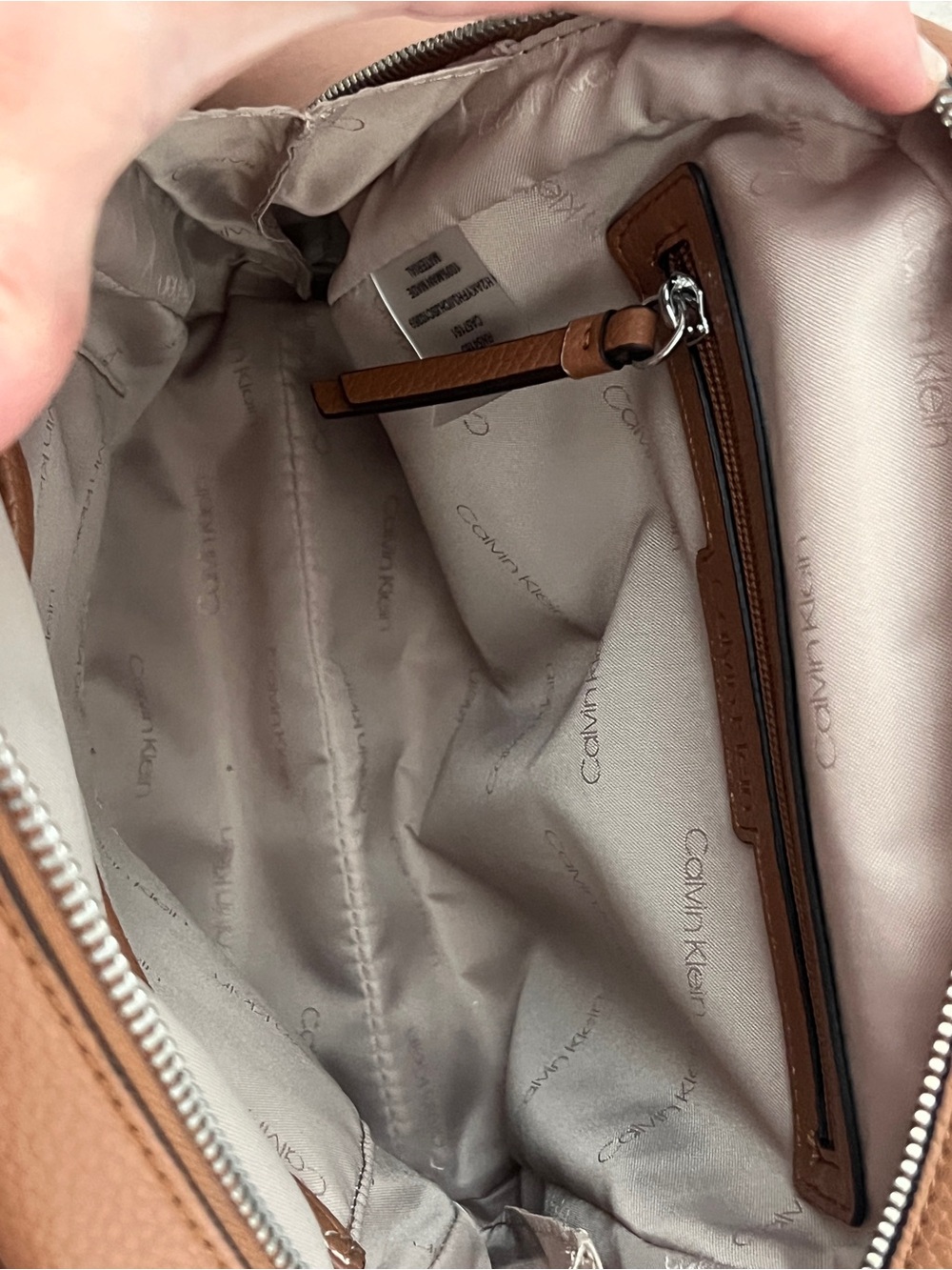 Calvin Klein Tan Leather Sling Pack - Picture 5 of 6